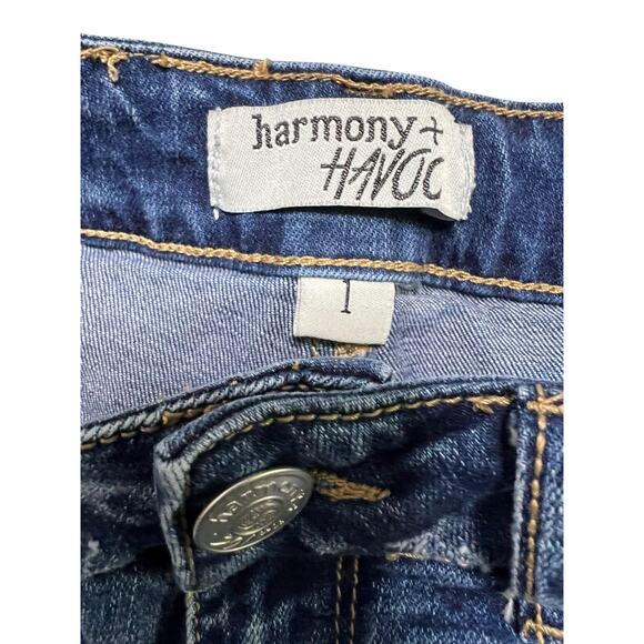 Harmony + Havoc Stars Design Denim Shorts - Dark Blue Wash - size 1 - Picture 6 of 9